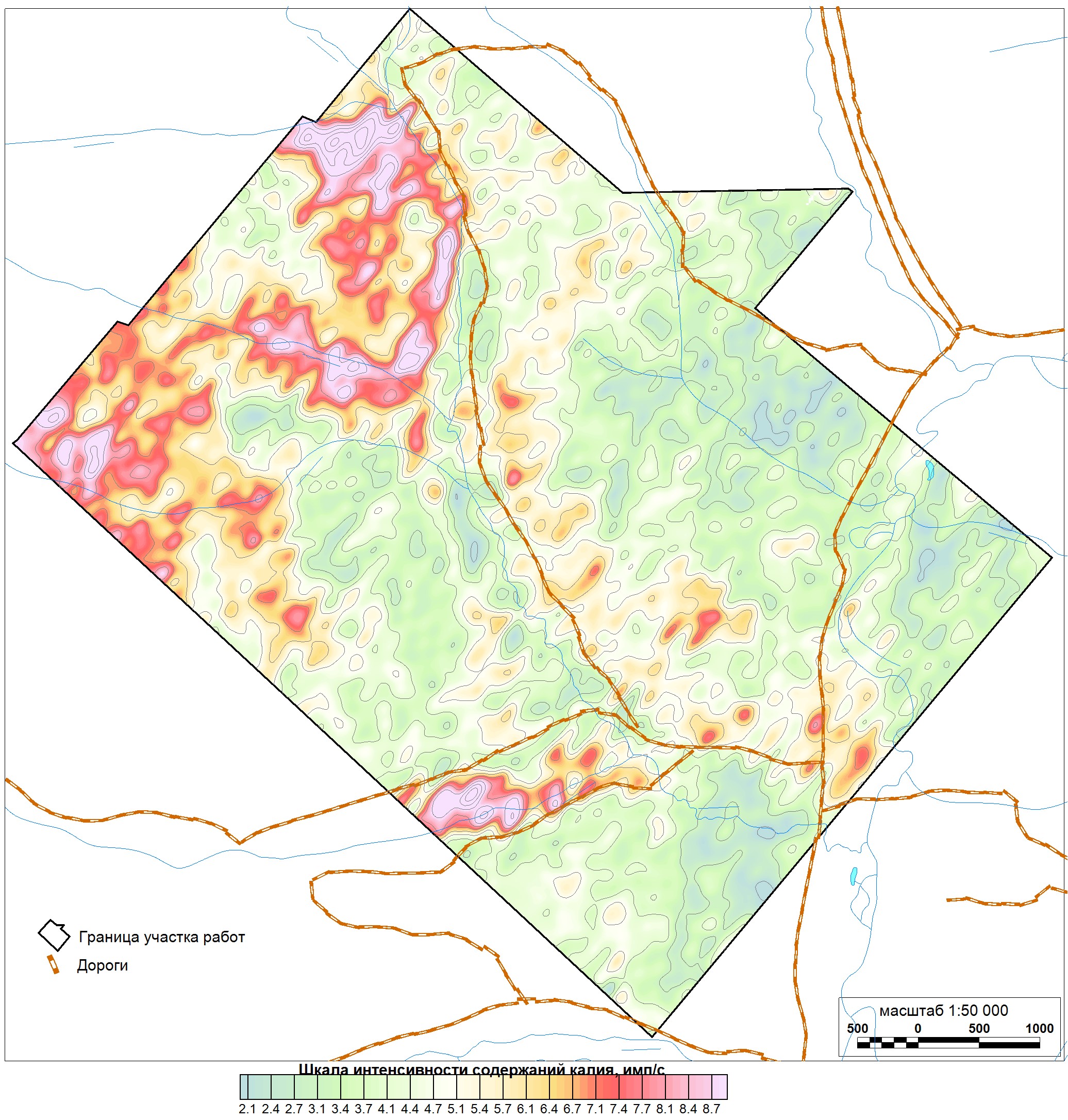 Карта содержания калия