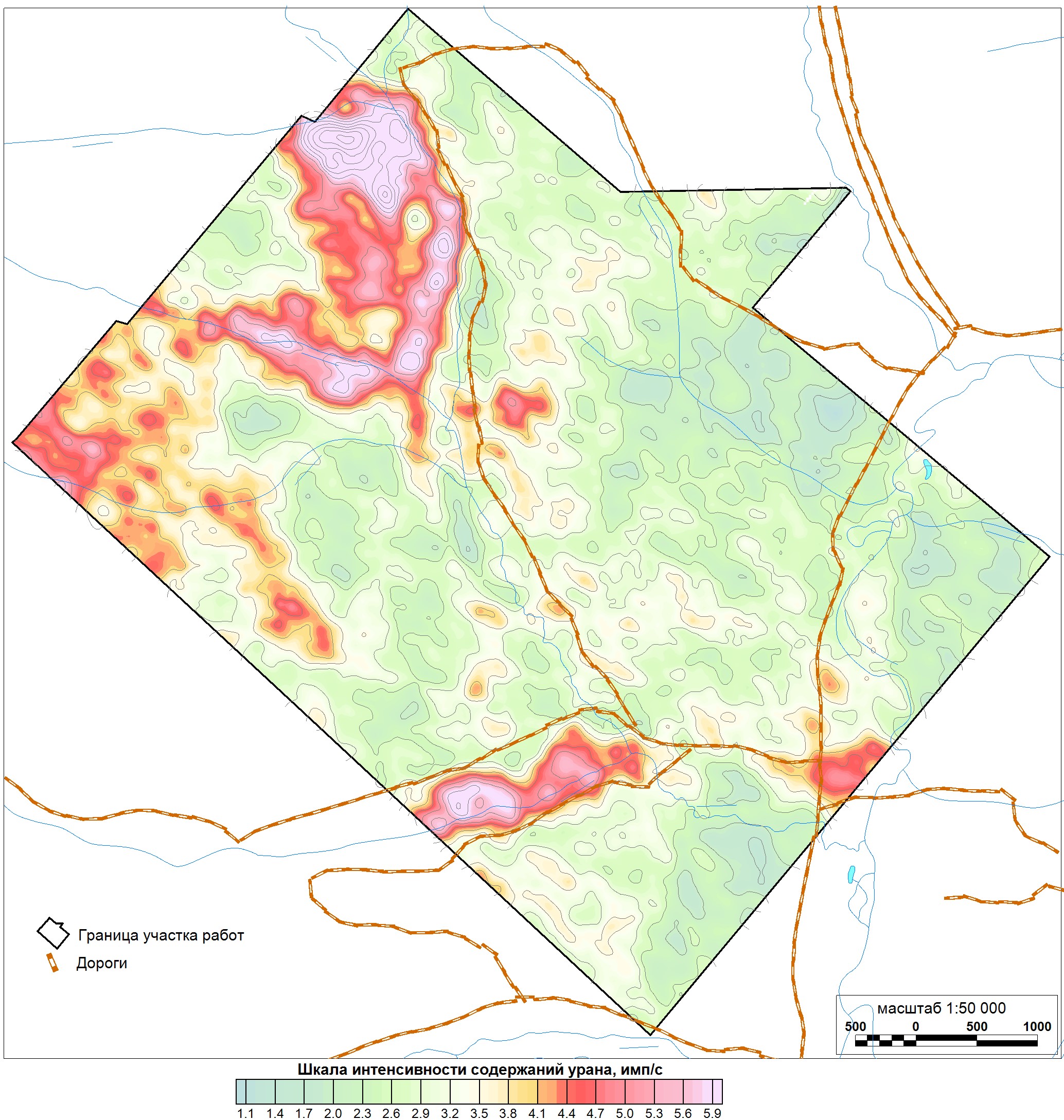 Карта содержаний урана