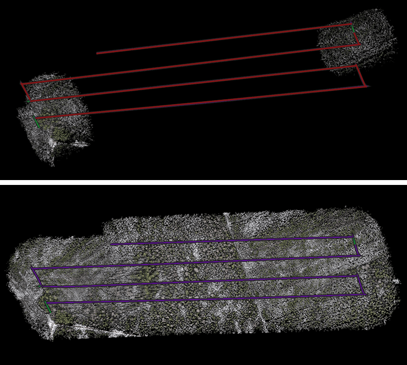 В следующем тесте расстояние между соседними галсами составляло 50 метров. Результат совсем другой.